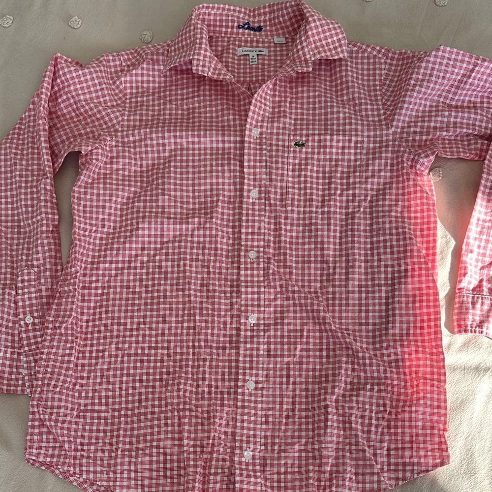 Lacoste Red and White Checkered Shirt